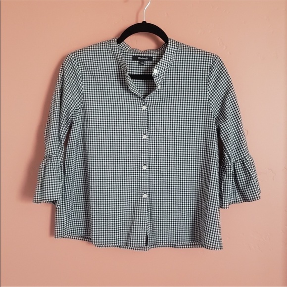 Madewell Gingham Bell Sleeve Blouse - Picture 3 of 4